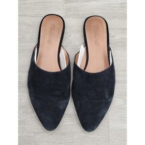 Madewell Pointed Toe Mules Women's Size 8.5 Black Suede Slip On Flats Shoes